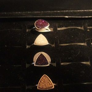 4 druzy stone rings sz 5